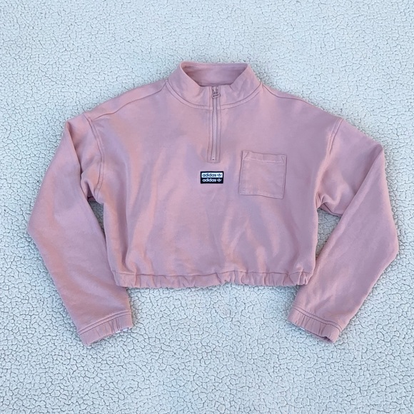 adidas Jackets & Blazers - Adidas Cropped Quarter Zip Pink Sweatshirt